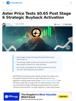 $ASTER Price Hits $0.65; Stage 6 Strategic Buyback Activates