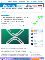 XRP Moonshot: Trader’s 2019 $10,000 Bet Now Worth $186,000—Still HODLing ⋆ ZyCrypto