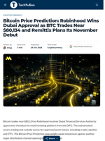 Bitcoin Price Prediction: Robinhood Wins Dubai Approval as BTC Trades Near $80,134 and Remittix Plans Its November Debut - TechBullion