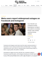 Meta users report widespread outages on Facebook and Instagram
