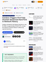 Cardano Triggers First Fully Onchain Governed Hard Fork in Network History