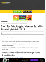 Grok 3 Tips Forta, Adappter, Solaxy and Best Wallet Token to Explode in Q2 2025