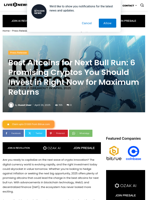 Best Altcoins for Next Bull Run: 6 Promising Cryptos You Should Invest in Right Now for Maximum Returns | Live Bitcoin News