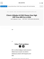 China’s Alibaba AI KIMI Shares How High XRP Price Will Go in 2026