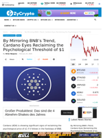By Mirroring BNB's Trend, Cardano Eyes Reclaiming the Psychological Threshold of $1 ⋆ ZyCrypto