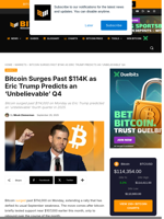 Bitcoin Surges Past $114K As Eric Trump Predicts An ‘Unbelievable’ Q4