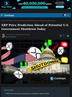 XRP Price Prediction Ahead of Potential U.S. Government Shutdown Today