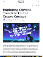Exploring Current Trends in Online Crypto Casinos