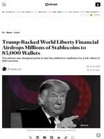 Trump-Backed World Liberty Financial Airdrops Millions of Stablecoins to 85,000 Wallets - Decrypt