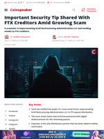 Important Security Tip Shared With FTX Creditors Amid Growing Scam - Coinspeaker