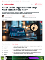 ASTER Defies Crypto Market Drop: Next 1000x Crypto Now? - Coinspeaker