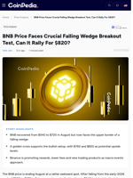 BNB Price Faces Crucial Falling Wedge Breakout Test, Can It Rally For $820?