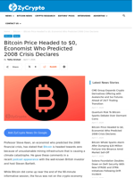 Bitcoin Price Headed to $0, Economist Who Predicted 2008 Crisis Declares ⋆ ZyCrypto