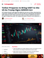 Tether Prepares to Bring USDT to the US As Trump Signs GENIUS Act - Coinspeaker
