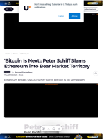 'Bitcoin Is Next': Peter Schiff Slams Ethereum into Bear Market Territory - U.Today