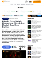 Bitcoin Price Watch: Momentum Mixed, but Market Breathes Bullish – Markets and Prices Bitcoin News