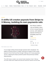 X shifts US creator payouts from Stripe to X Money, building its own payments rails