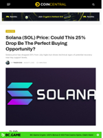 Solana (SOL) Price: Could This 25% Drop Be The Perfect Buying Opportunity? - CoinCentral