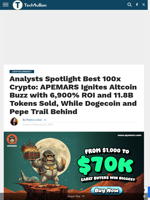 Analysts Spotlight Best 100x Crypto: APEMARS Ignites Altcoin Buzz with 6,900% ROI and 11.8B Tokens Sold, While Dogecoin and Pepe Trail Behind - TechBullion
