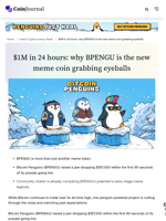 $1M in 24 hours: why BPENGU is the new meme coin grabbing eyeballs - CoinJournal