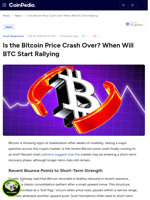 Is the Bitcoin Price Crash Over? When Will BTC Start Rallying