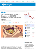 CZ Explains Why Saylor’s Strategy 10,624 BTC Purchase Did Not Move The Market ⋆ ZyCrypto