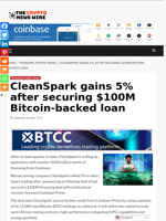 CleanSpark gains 5% after securing $100M Bitcoin-backed loan - The Crypto News Wire