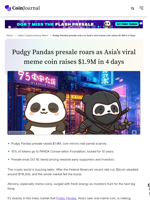 Pudgy Pandas presale roars as Asia’s viral meme coin raises $1.9M in 4 days - CoinJournal