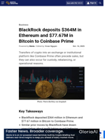 BlackRock deposits $364M in Ethereum and $77.67M in Bitcoin to Coinbase Prime