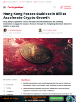 Hong Kong Passes Stablecoin Bill to Accelerate Crypto Growth