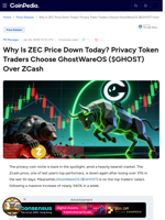 Why Is ZEC Price Down Today? Privacy Token Traders Choose GhostWareOS ($GHOST) Over ZCash
