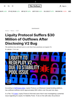 Liquity Protocol Suffers $30 Million of Outflows After Disclosing V2 Bug - 