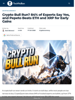 Crypto Bull Run? 84% of Experts Say Yes, and Pepeto Beats ETH and XRP for Early Gains - TechBullion