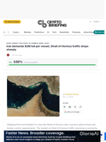 Iran demands $2M toll per vessel, Strait of Hormuz traffic drops sharply