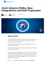 1inch Reveals RWA Support, New Integrations & DeFi Growth