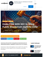 Ondo Files With SEC to Tokenize Stocks on Ethereum