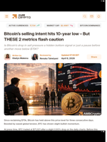 Bitcoin's selling intent hits 10-year low – But THESE 2 metrics flash caution - AMBCrypto