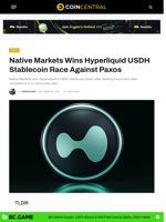Native Markets Wins Hyperliquid USDH Stablecoin Race Against Paxos - CoinCentral