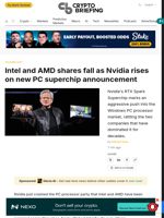 Intel and AMD shares fall as Nvidia rises on new PC superchip announcement