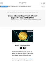 Crypto Educator Says ‘This Is Where It Begins’ Predicts XRP to $1,000