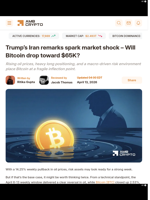 Trump’s Iran remarks spark market shock - Will Bitcoin drop toward $65K? - AMBCrypto