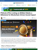 Philcoin (PHL) Listing on BitMart Marks a Milestone for Blockchain-Driven Social Impact