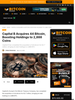 Capital B Acquires 44 Bitcoin, Boosting Holdings To 2,888