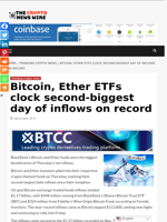 Bitcoin, Ether ETFs clock second-biggest day of inflows on record - The Crypto News Wire