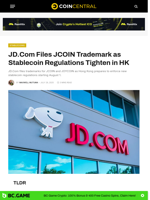 JD.Com Files JCOIN Trademark as Stablecoin Regulations Tighten in HK - CoinCentral