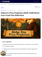 Shiba Inu Price Prediction 2026: $34B Meme Coin Crash Hits SHIB Hard