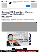 Binance CEO Drops Quiet Warning About What Matters Next