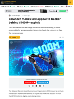 Balancer Makes Last Appeal to Hacker Behind $100M Exploit