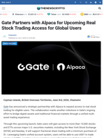 Gate Partners with Alpaca for Upcoming Real Stock Trading Access for Global Users - TheNewsCrypto