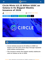 Circle Mints $3.25 Billion USDC on Solana in Its Biggest Weekly Issuance of 2026 – Crypto News Flash